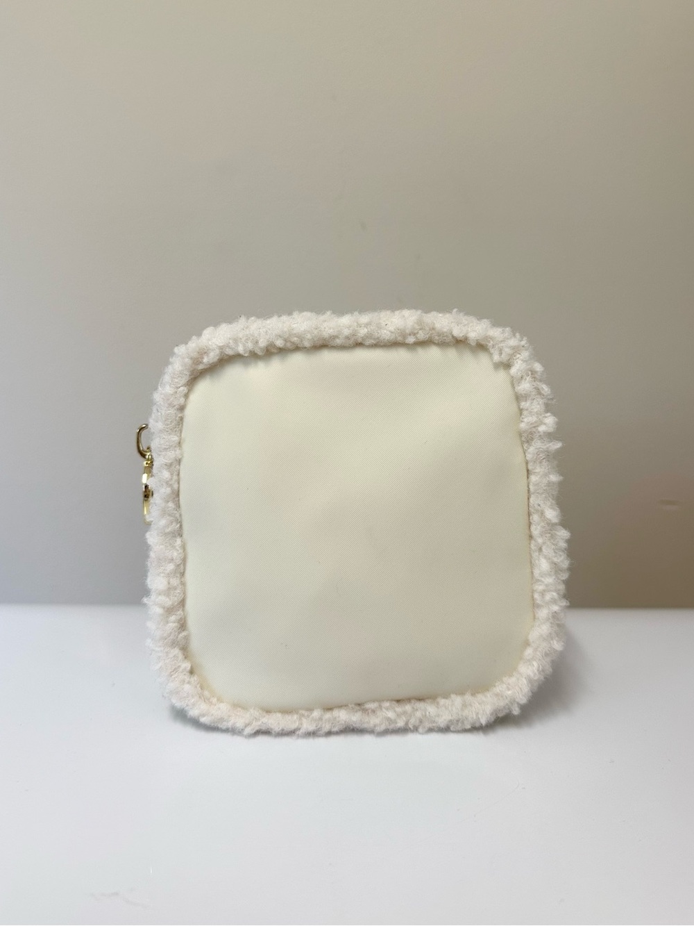 Stoney Clover Lane Cream Small Zip Pouch with Sherpa Trim